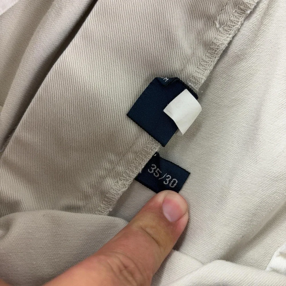 Polo Ralph Lauren Pants Mens 35x28 Beige Classic Chino Canvas Flat Front Casual